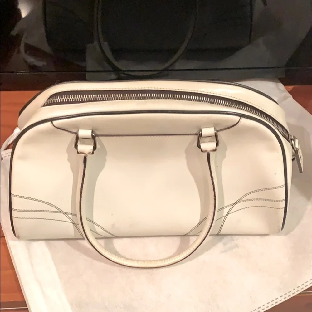 Authentic PRADA 90s Vintage White Satchel/Bag - Picture 2 of 13